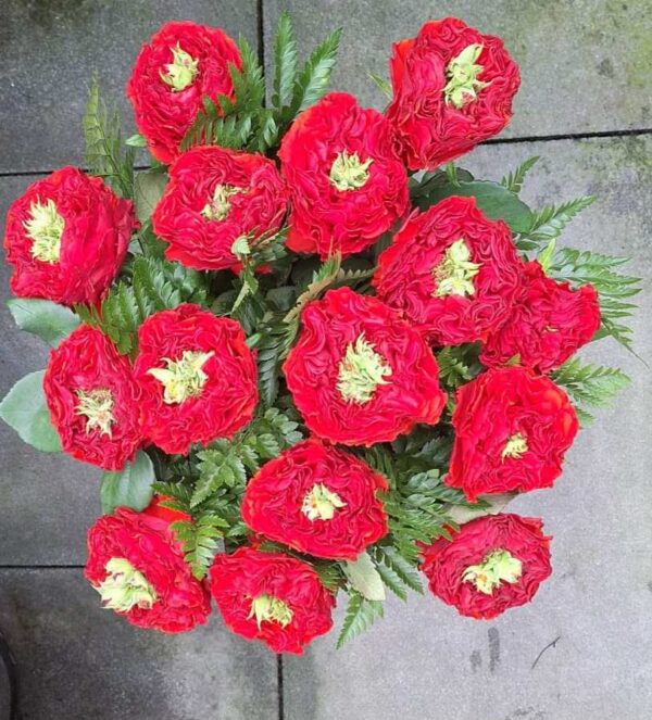 Rode Rozen Met Groen Boeket