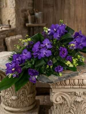 Rouwarrangement Druppel Orchidee Vanda Purple