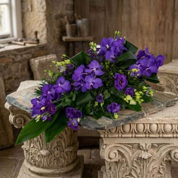Rouwarrangement Druppel Orchidee Vanda Purple